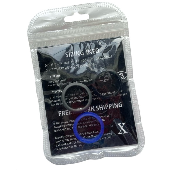 NEW 3 Rings - Silicone Bands Size 10 Blue Black Gray NWT Wedding Sport - Picture 6 of 6